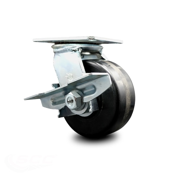 6 Inch Phenolic Wheel Heavy Duty Top Plate Swivel Caster with Brake SCC